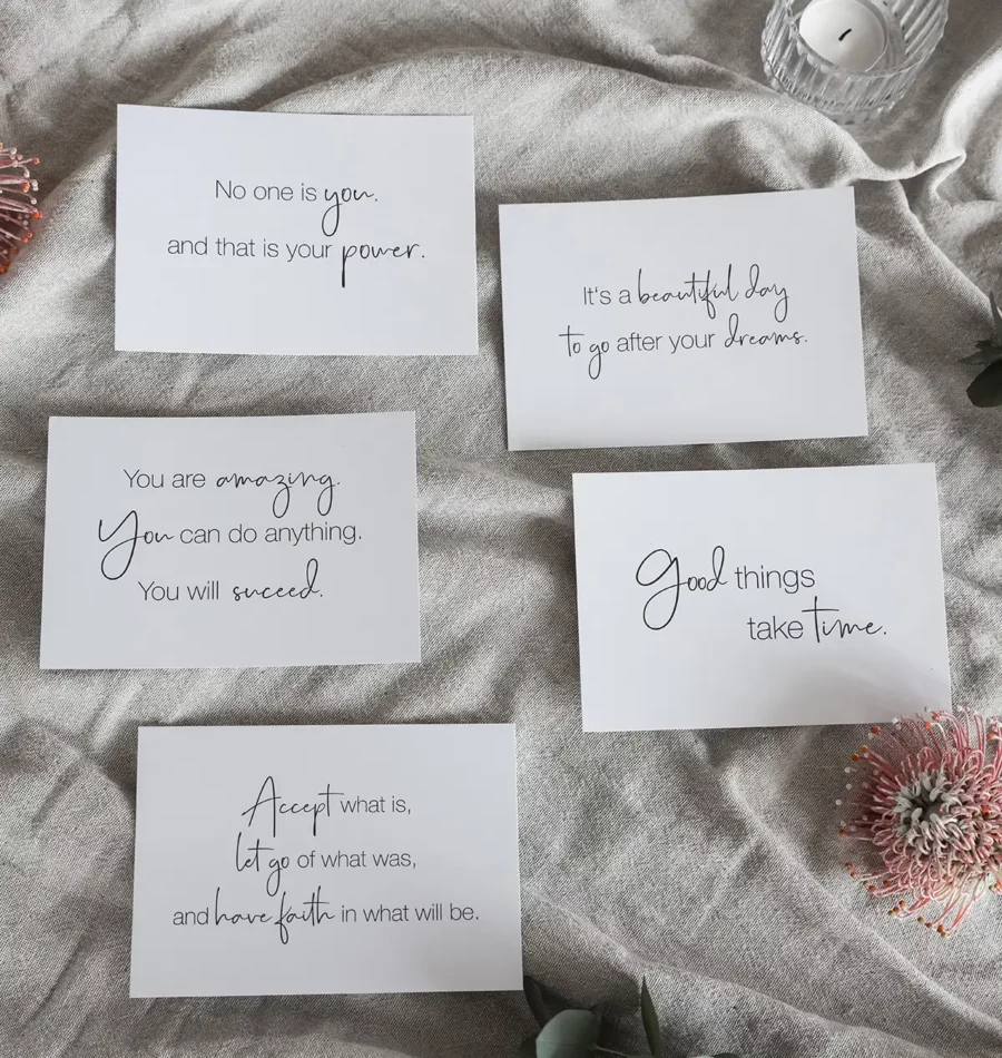 5er Postkarten Set mit Sprüchen zu Motivation, Erfolg und Selbstverwirklichung. – Bild 2