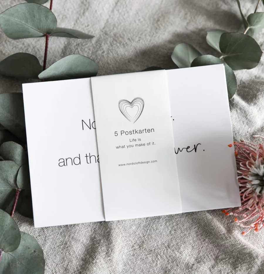 5er Postkarten Set mit Sprüchen zu Motivation, Erfolg und Selbstverwirklichung.