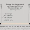 bandlaenge.webp Maßskizze am Lederband-Beispiel: circa 130 cm mit Schlaufe, 150 cm ohne Schlaufe und Stangenlängen von 40 bis 100 cm
