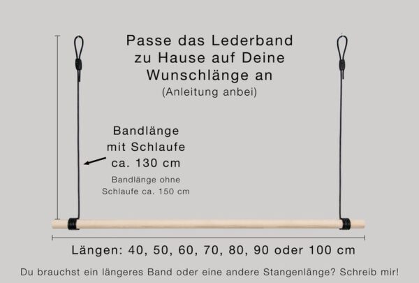 il_794xN.3896843351_be8y.jpg Maßskizze am Lederband-Beispiel: circa 130 cm mit Schlaufe, 150 cm ohne Schlaufe und Stangenlängen von 40 bis 100 cm