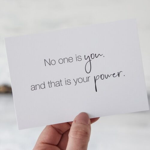 il_794xN.5062633092_3fxd.jpg Postkarte „No one is you and that is your power.“