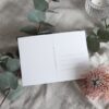 Rückseite einer Postkarte mit Adresslinien und Briefmarkenfeld